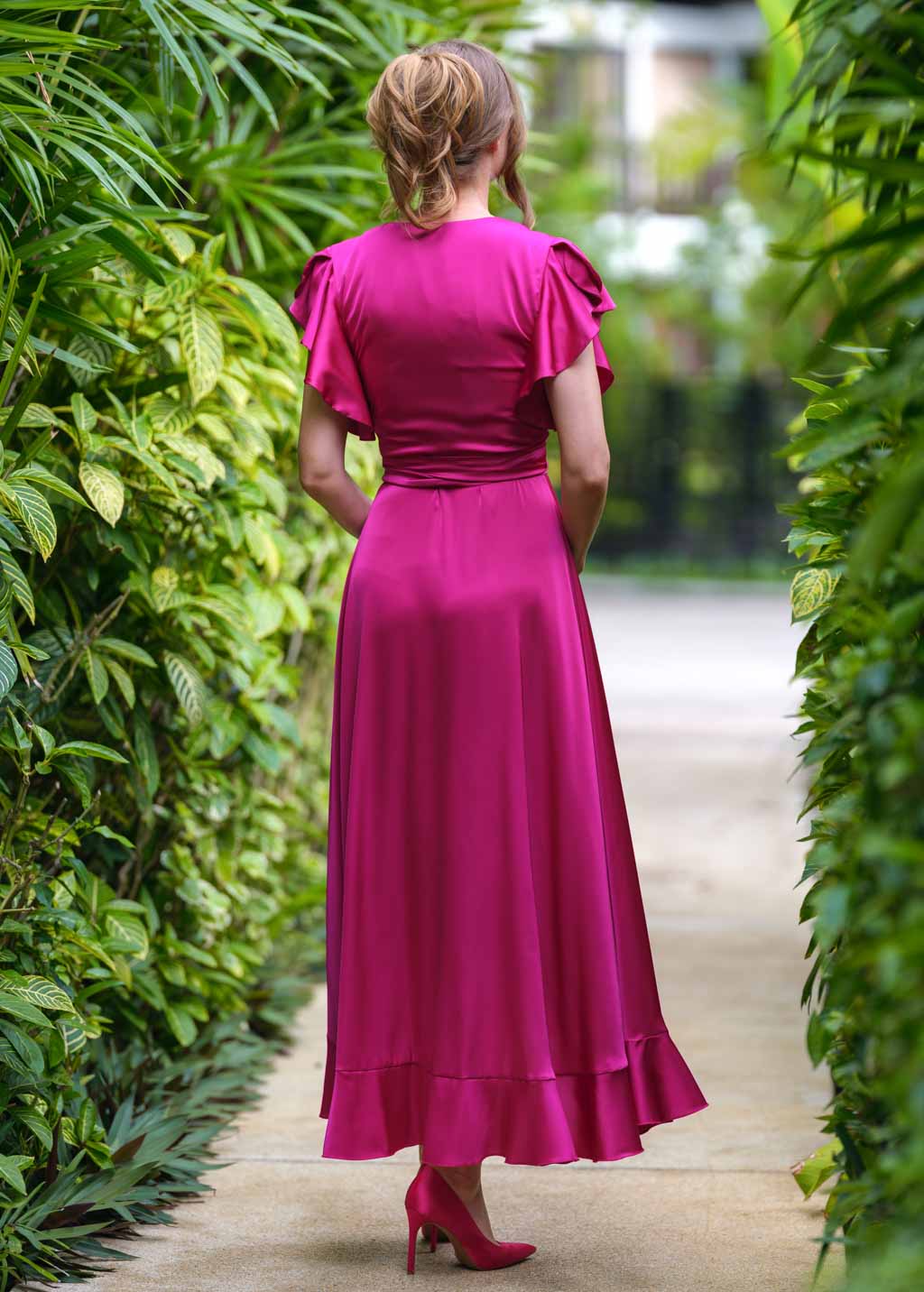 Fuchsia wrap dress