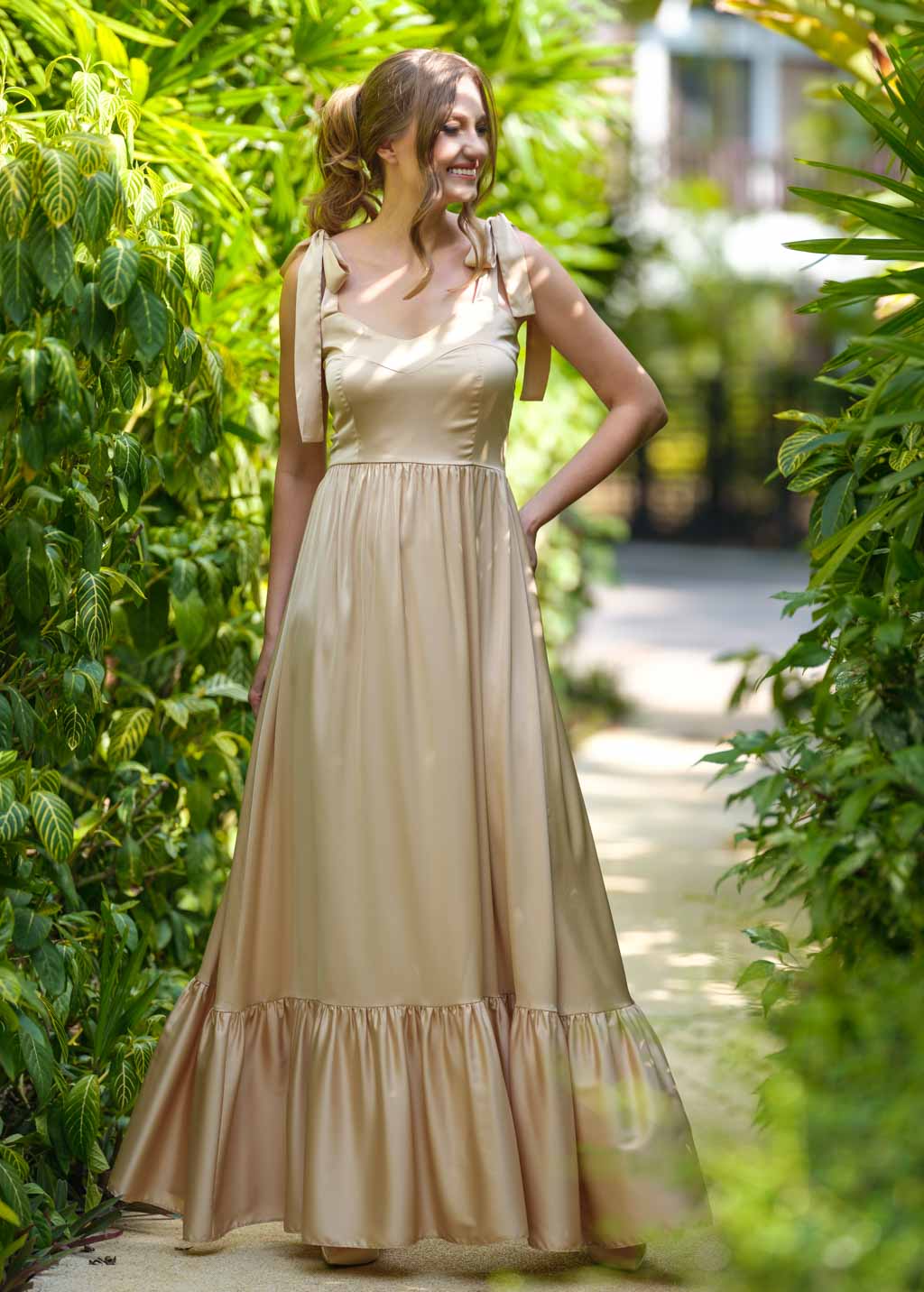 Champagne gold silk dress