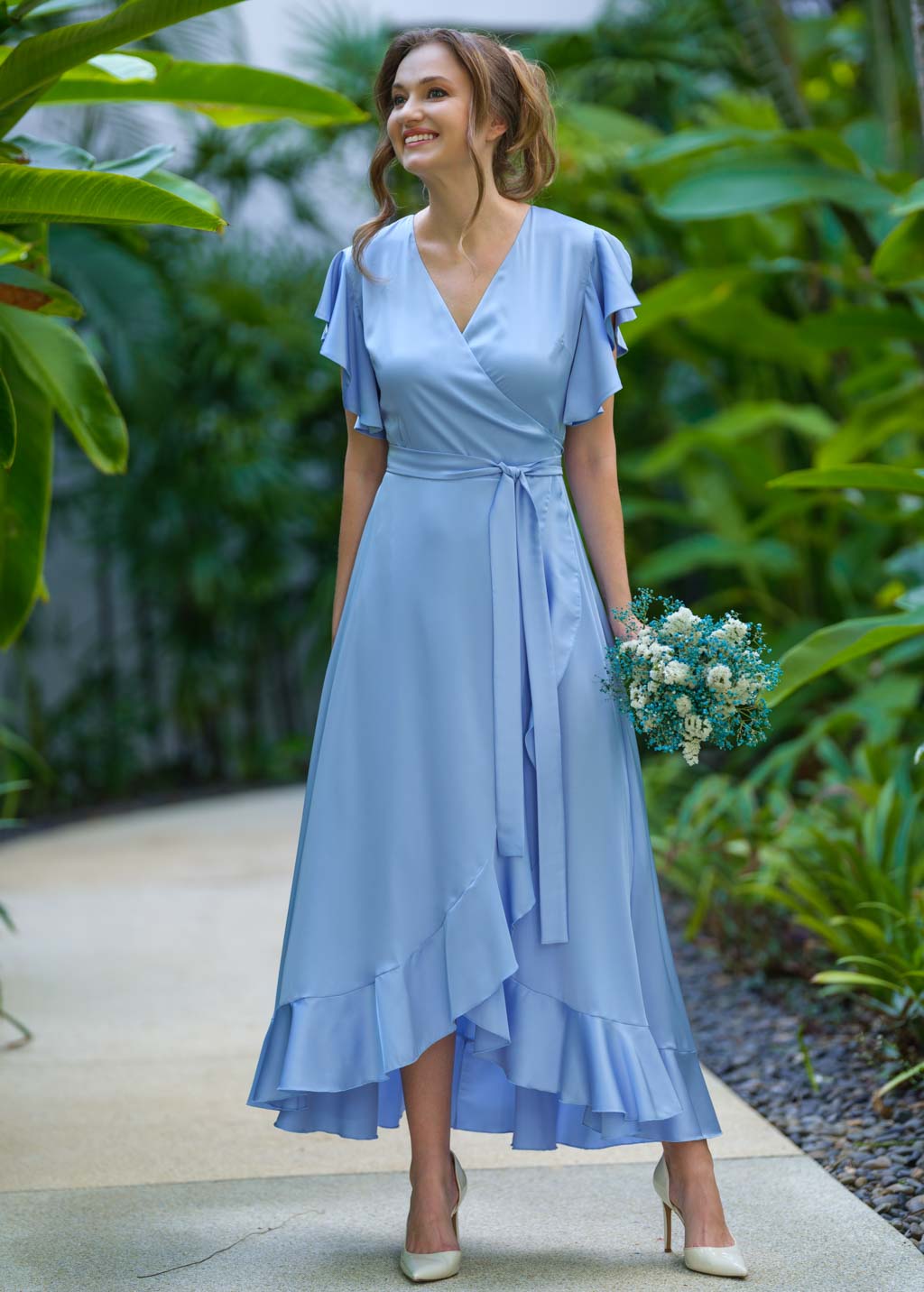 Baby blue wrap dress