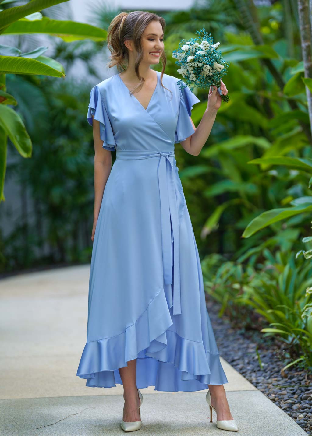 Baby blue wrap dress