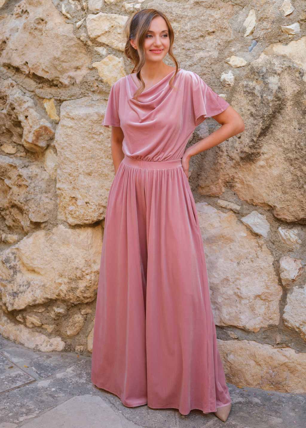 Mauve velvet jumpsuit