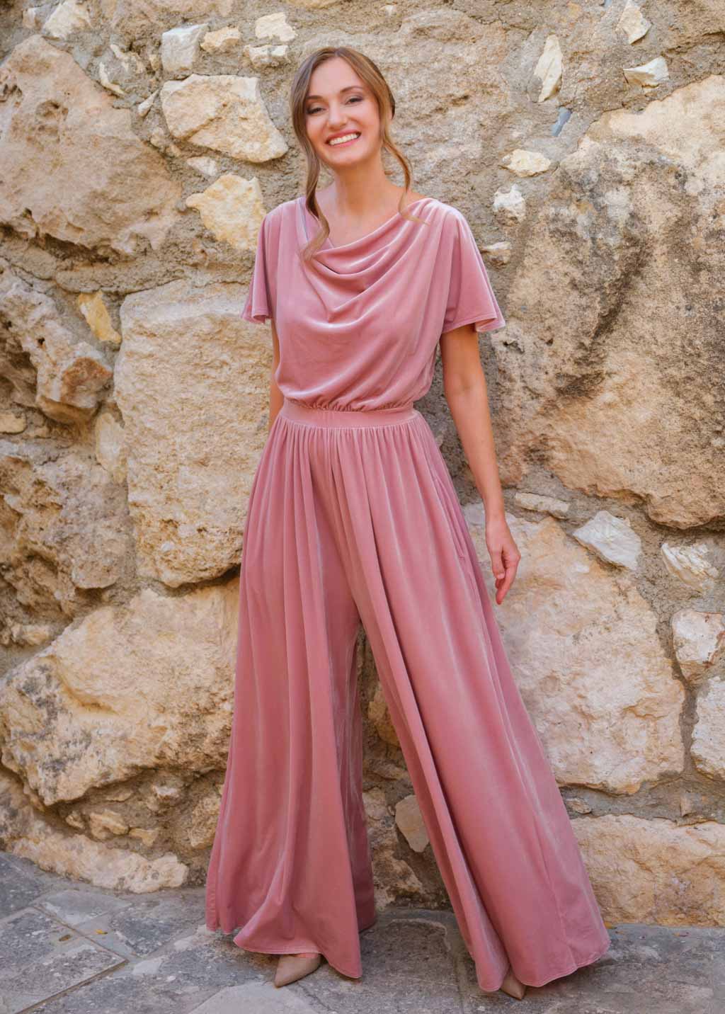 Mauve velvet jumpsuit