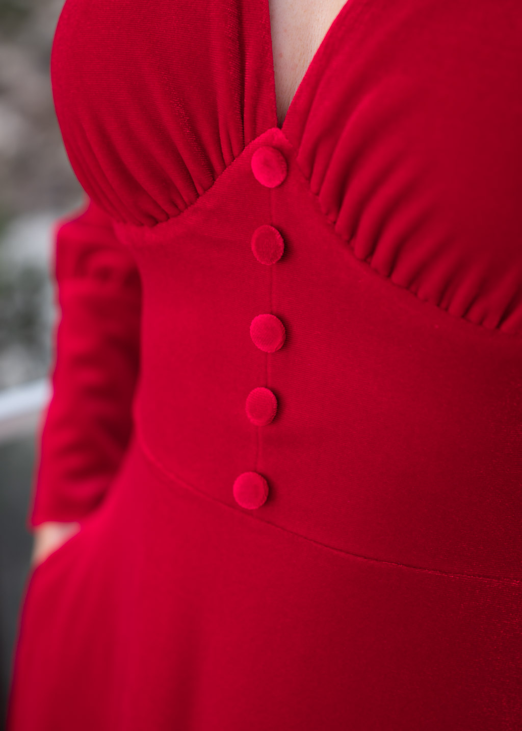 Elegant red velvet midi dress