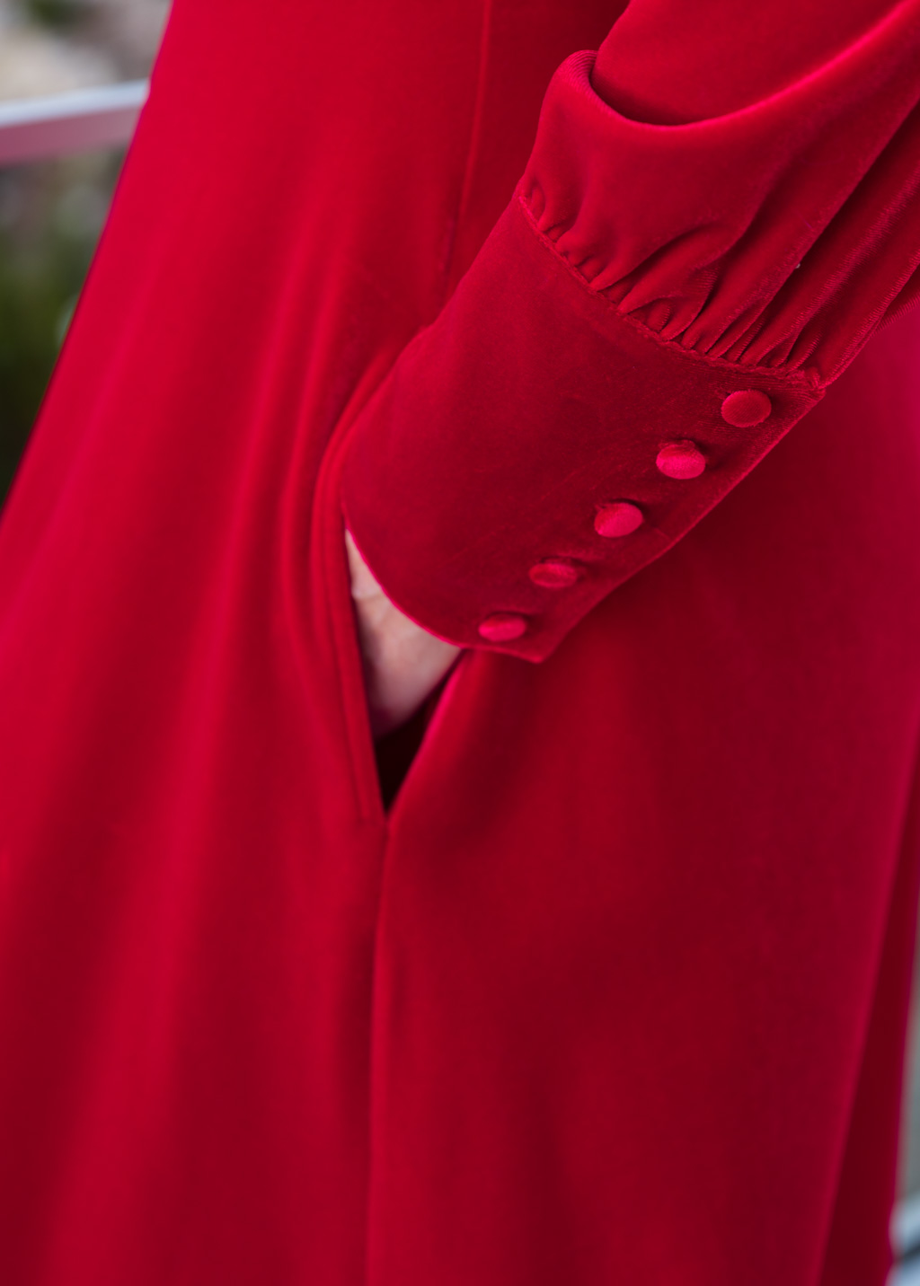 Elegant red velvet midi dress