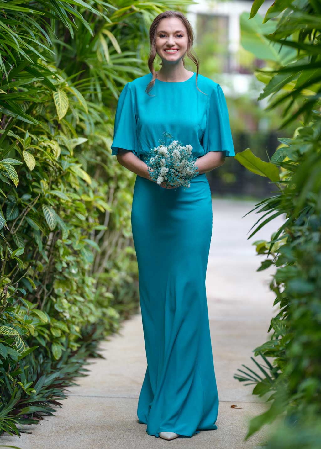 Turquoise romantic long dress