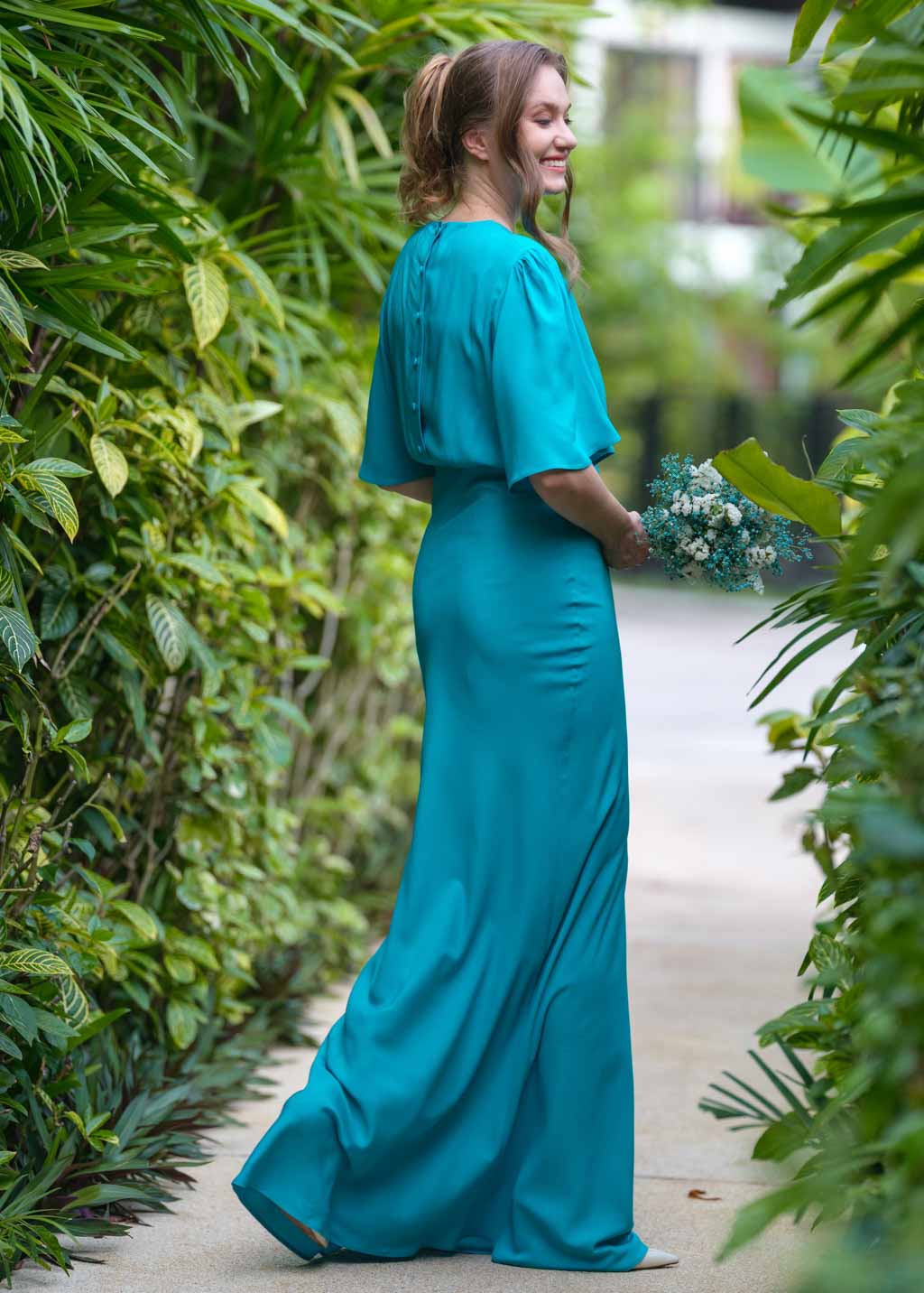 Turquoise romantic long dress