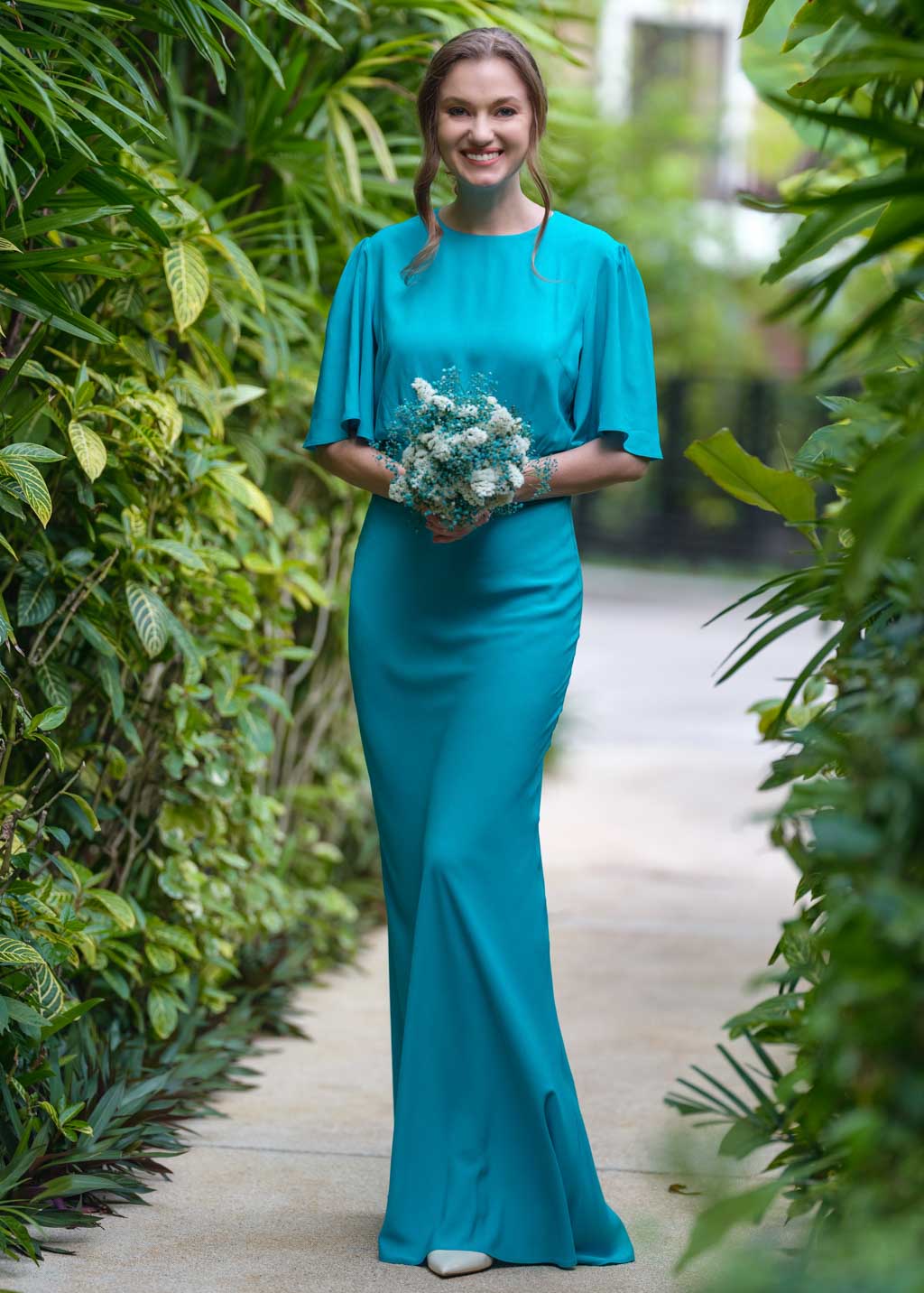 Turquoise romantic long dress