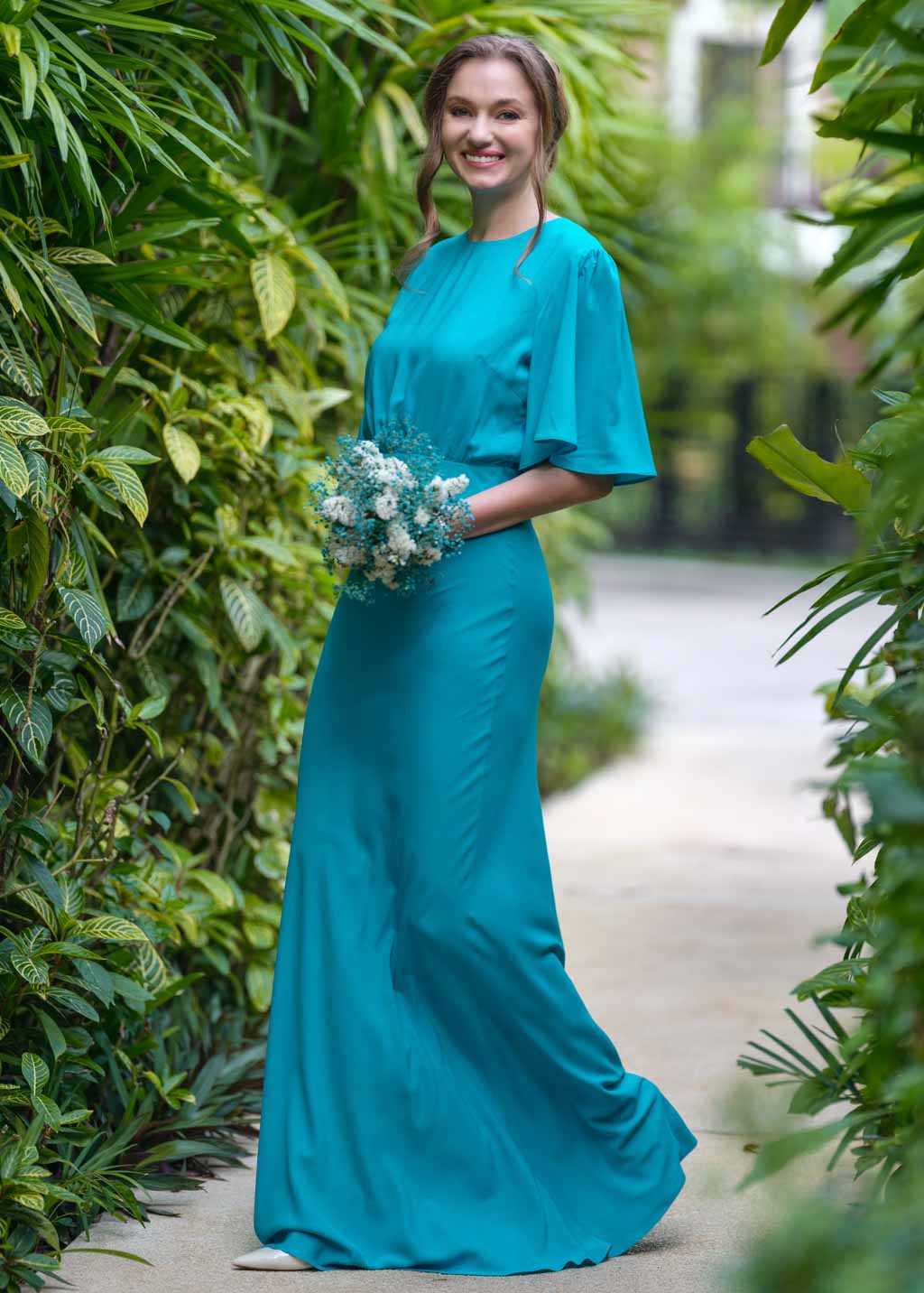 Turquoise romantic long dress