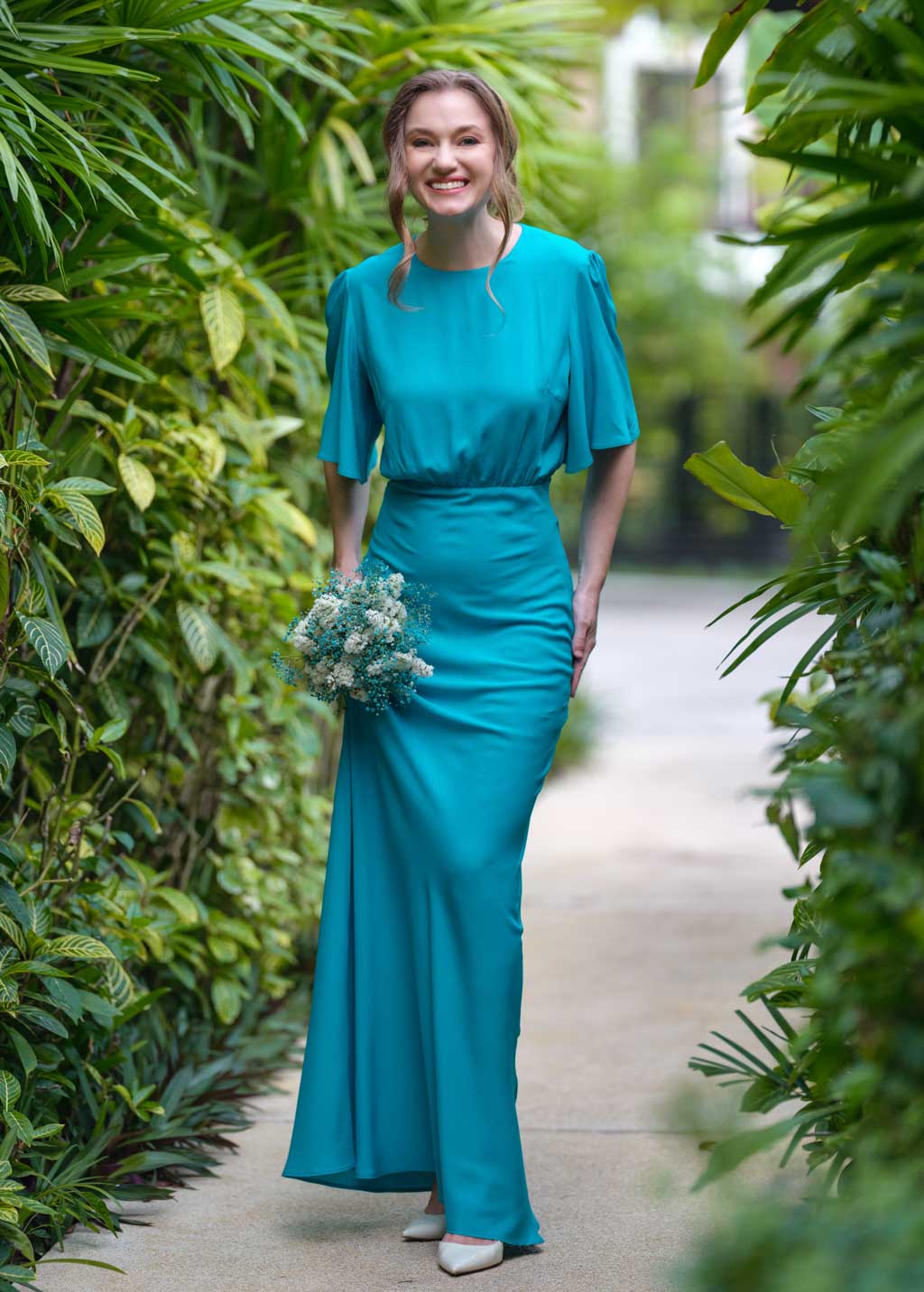 Turquoise romantic long dress