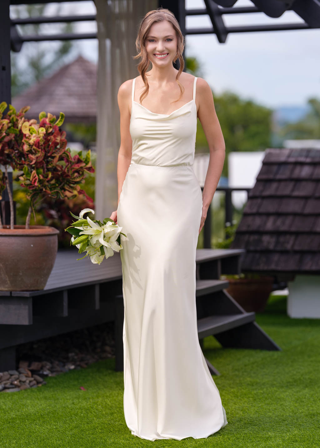 Ivory silk slip long dress