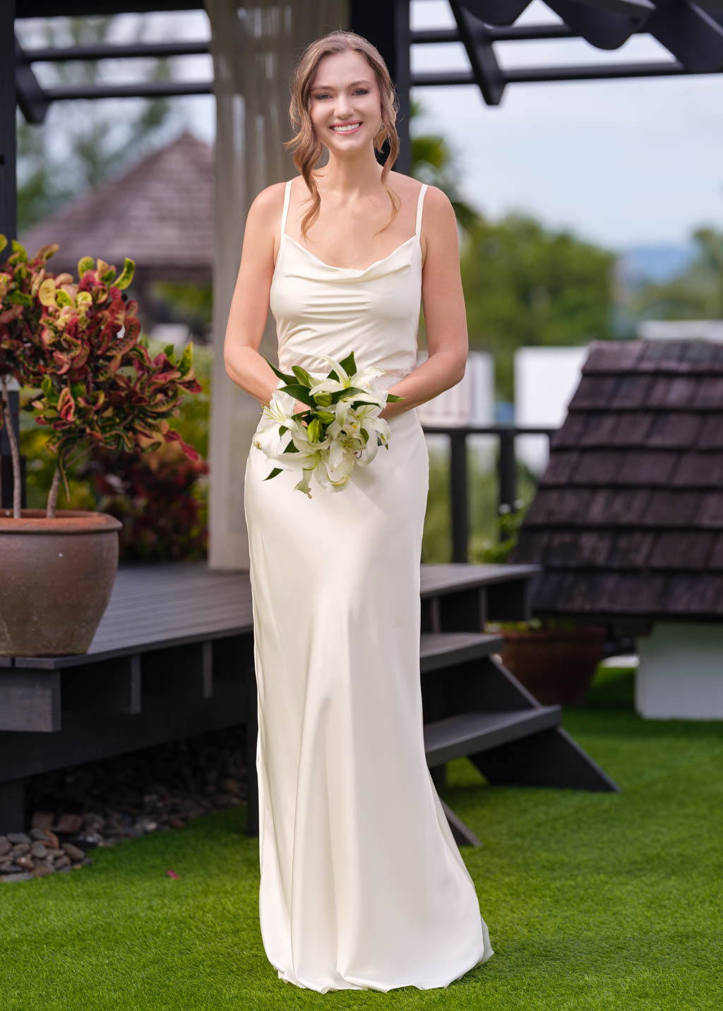 Ivory silk slip long dress