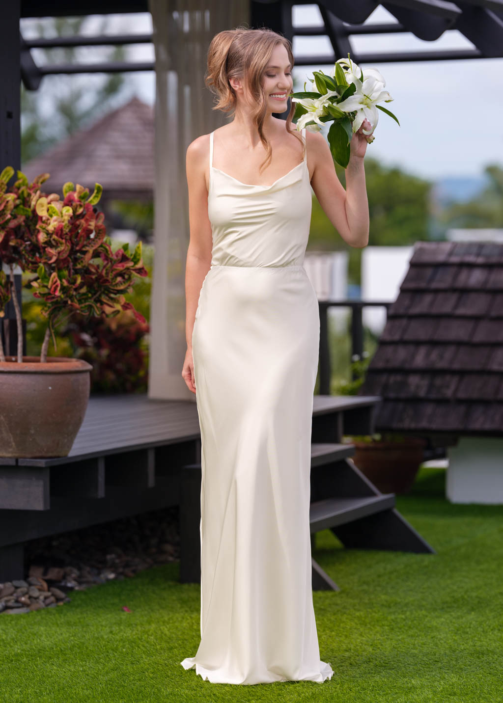 Ivory silk slip long dress