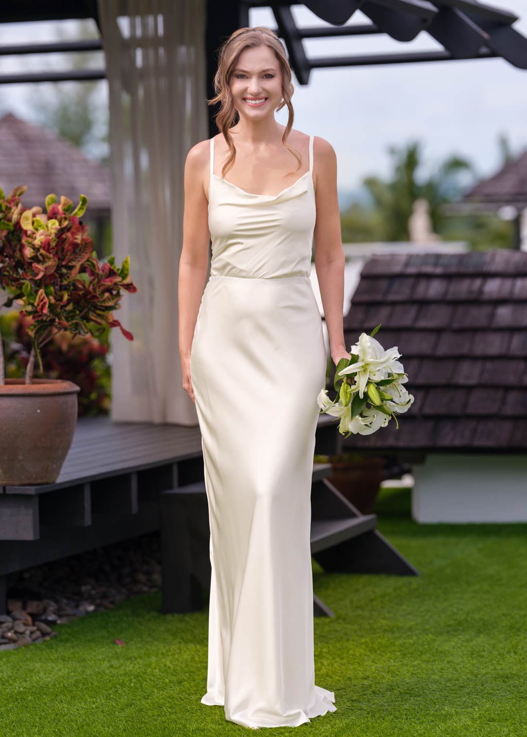 Ivory silk slip long dress