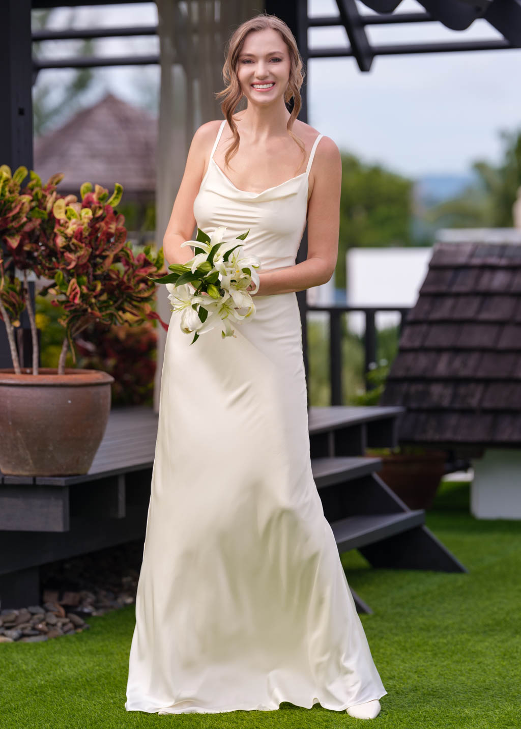 Ivory silk slip long dress