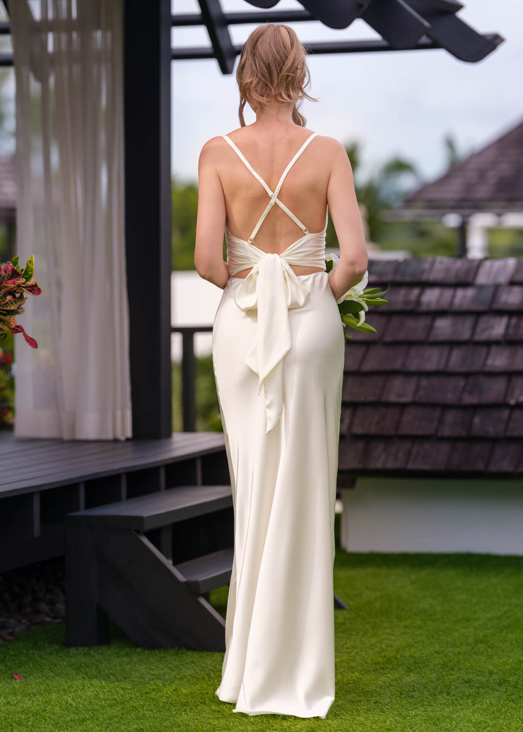 Ivory silk slip long dress