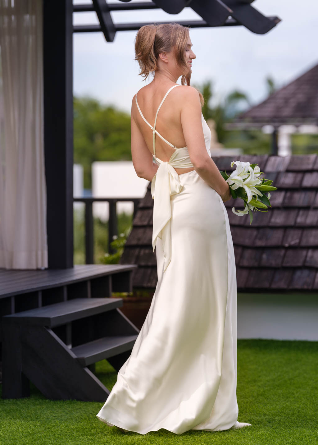 Ivory silk slip long dress