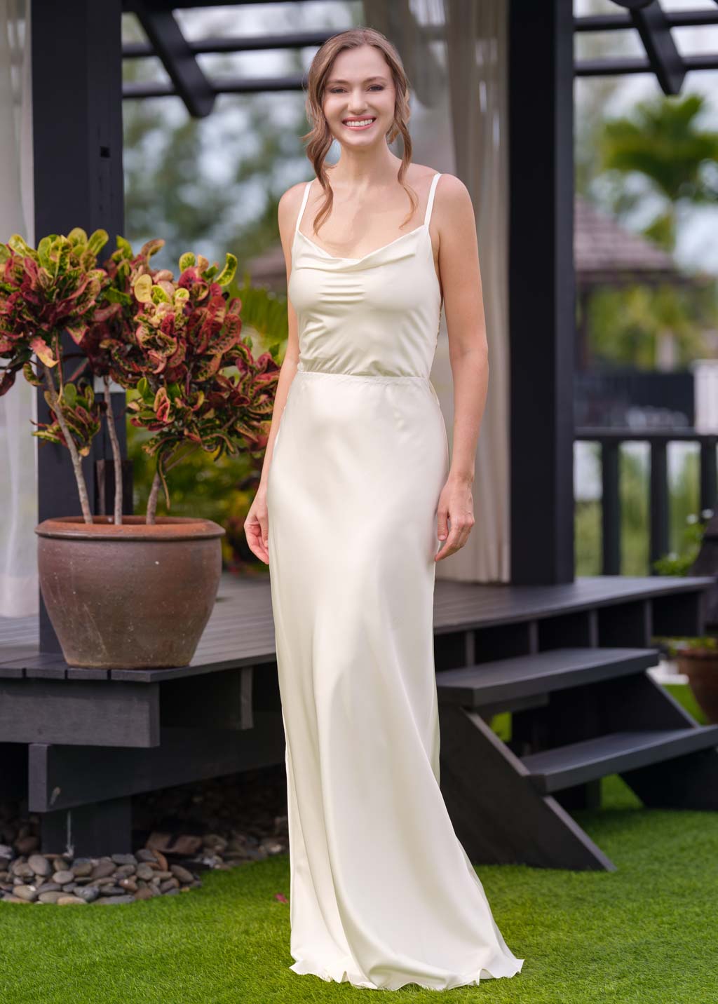 Ivory silk slip long dress