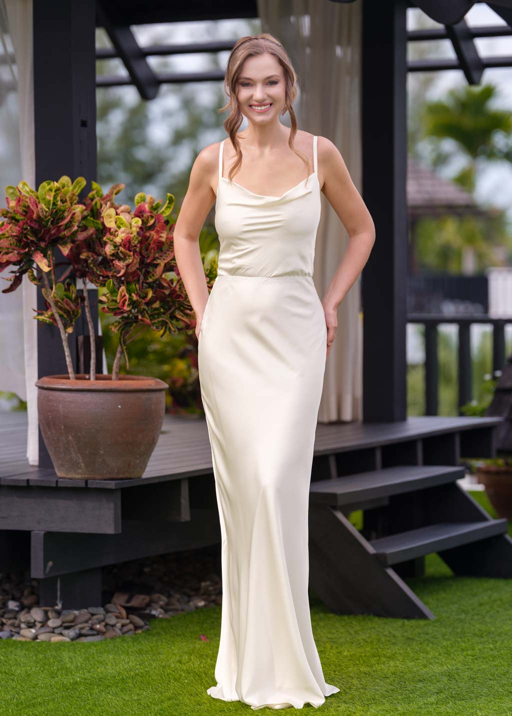 Ivory silk slip long dress