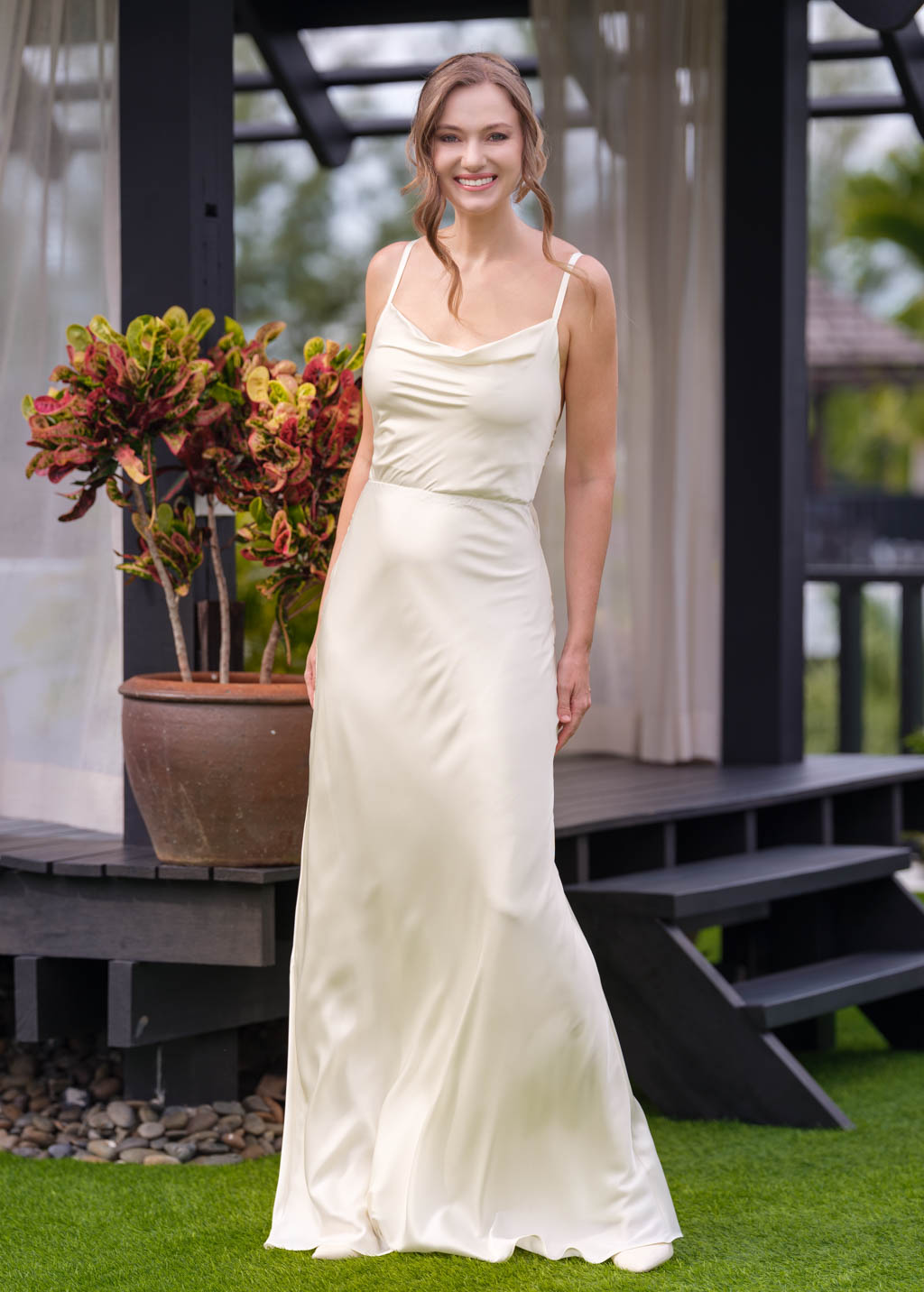 Ivory silk slip long dress