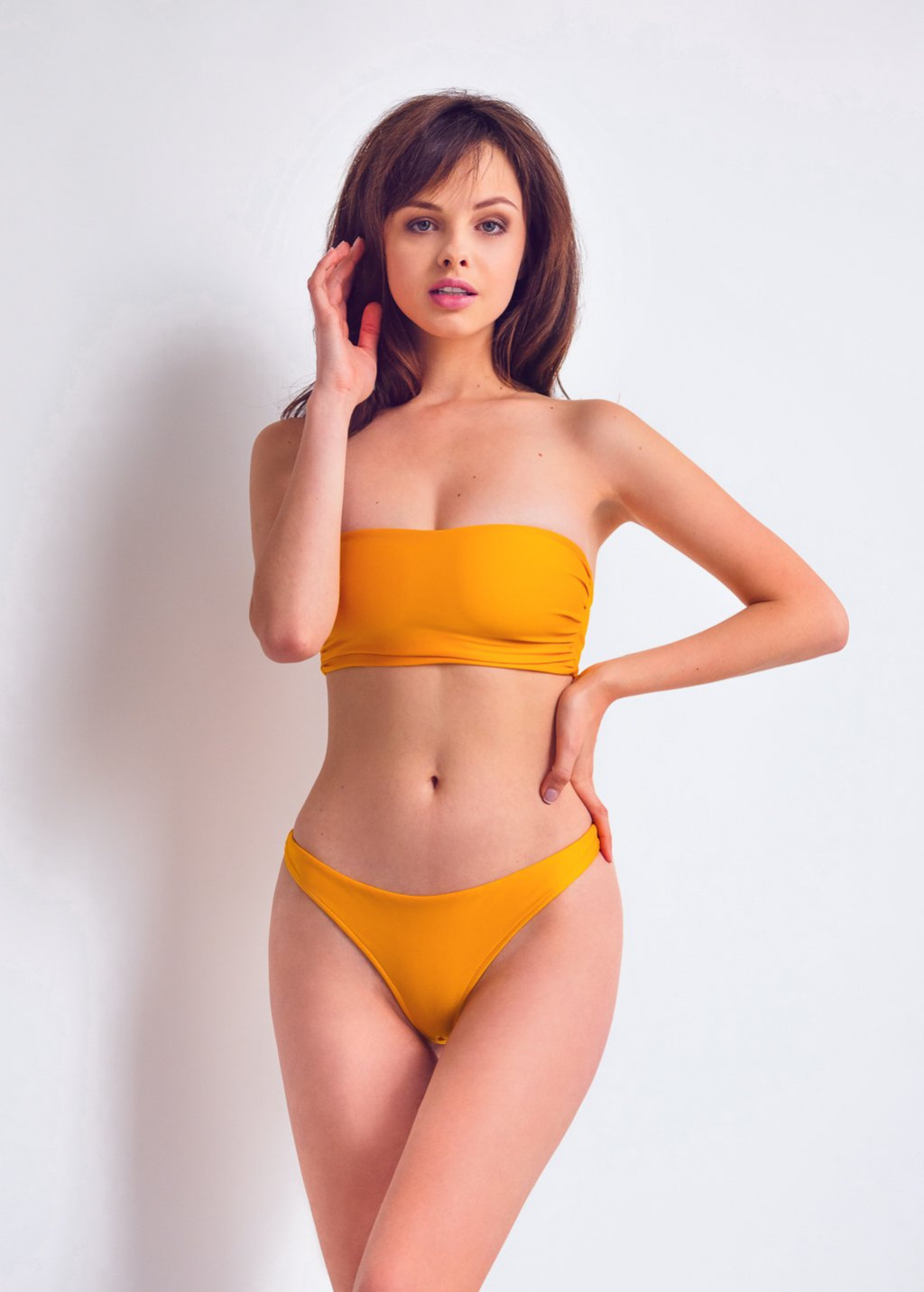 Yellow Bandeau Top And String Thong