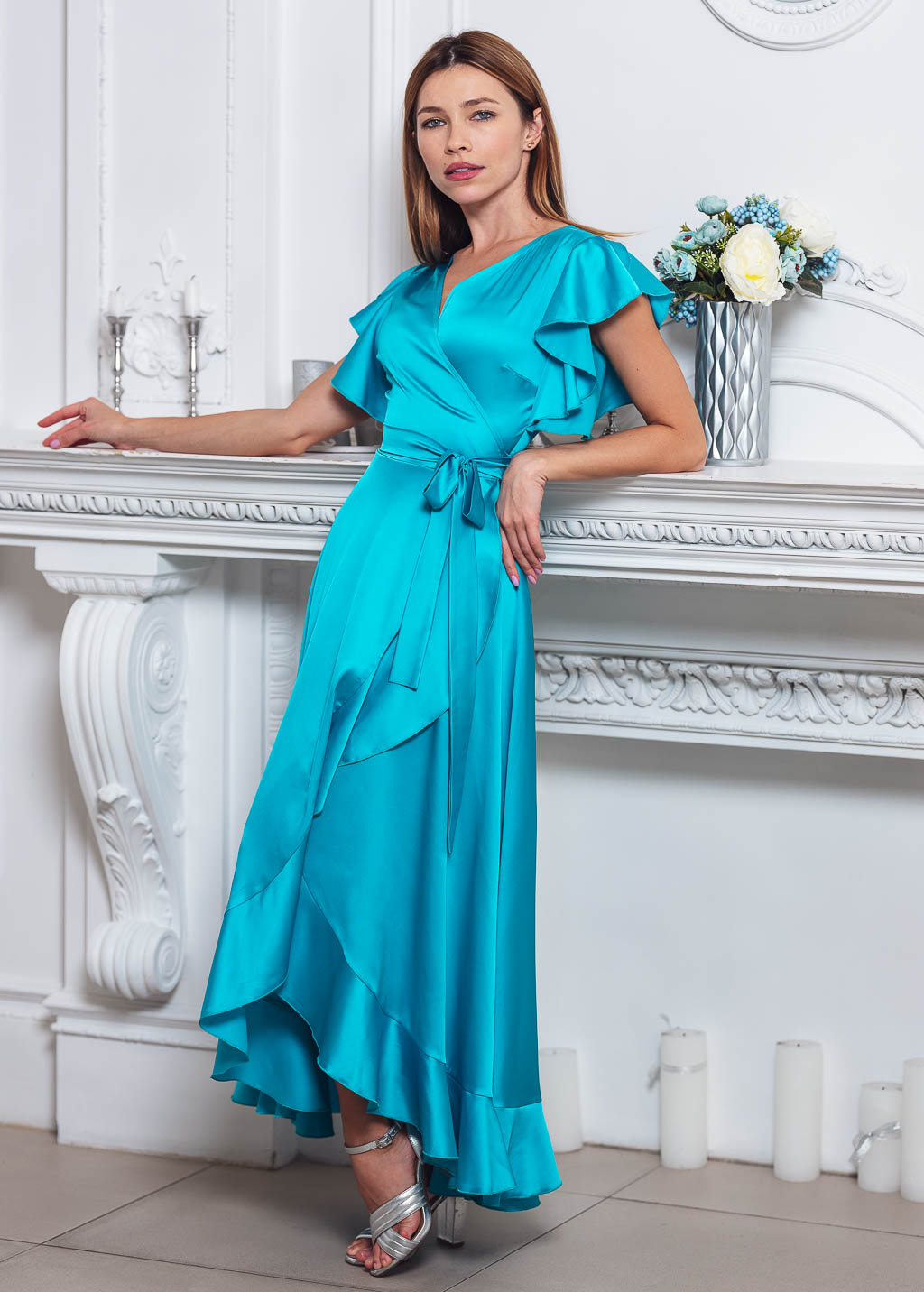 Turquoise wrap dress