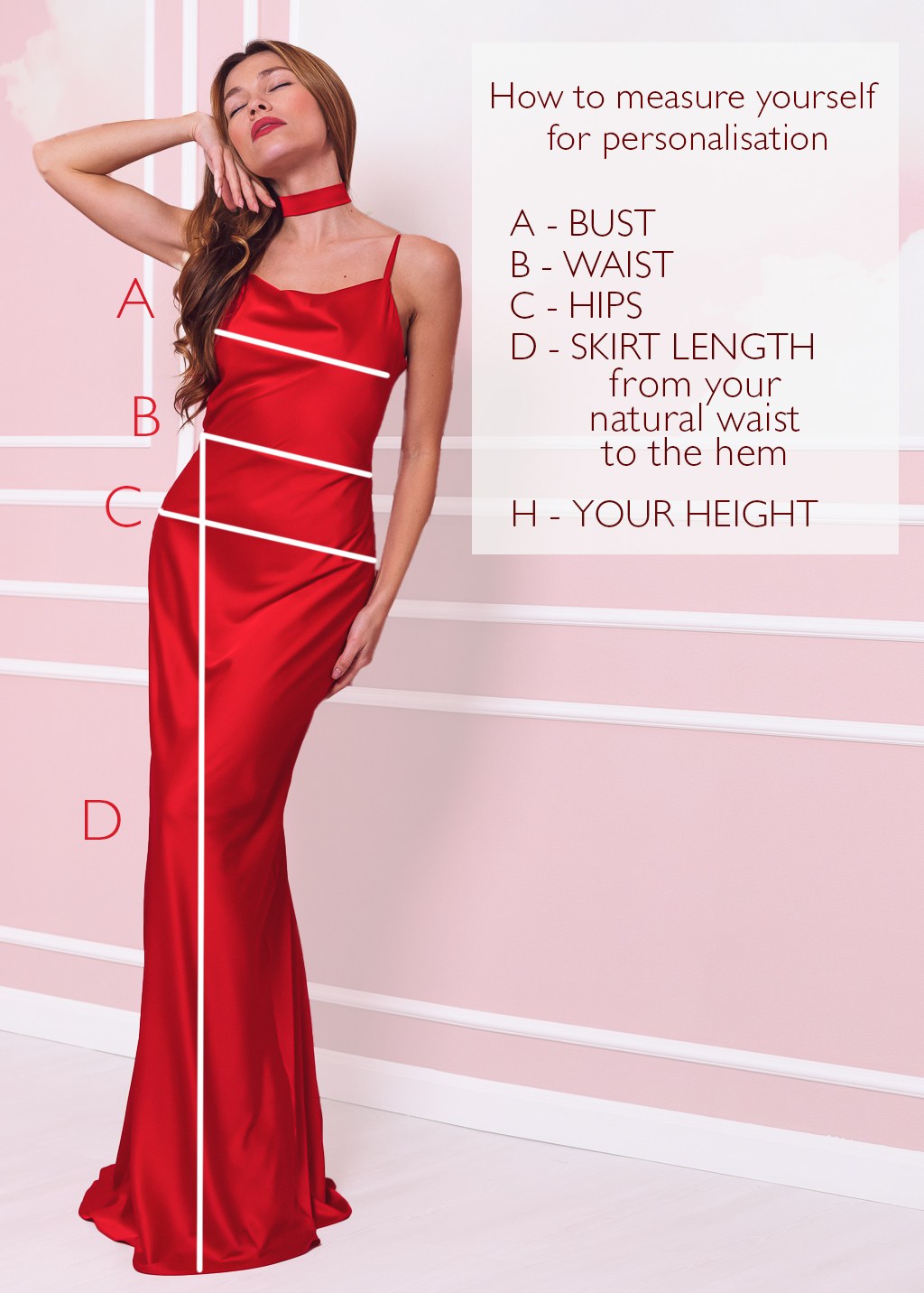 Red long slip silk dress