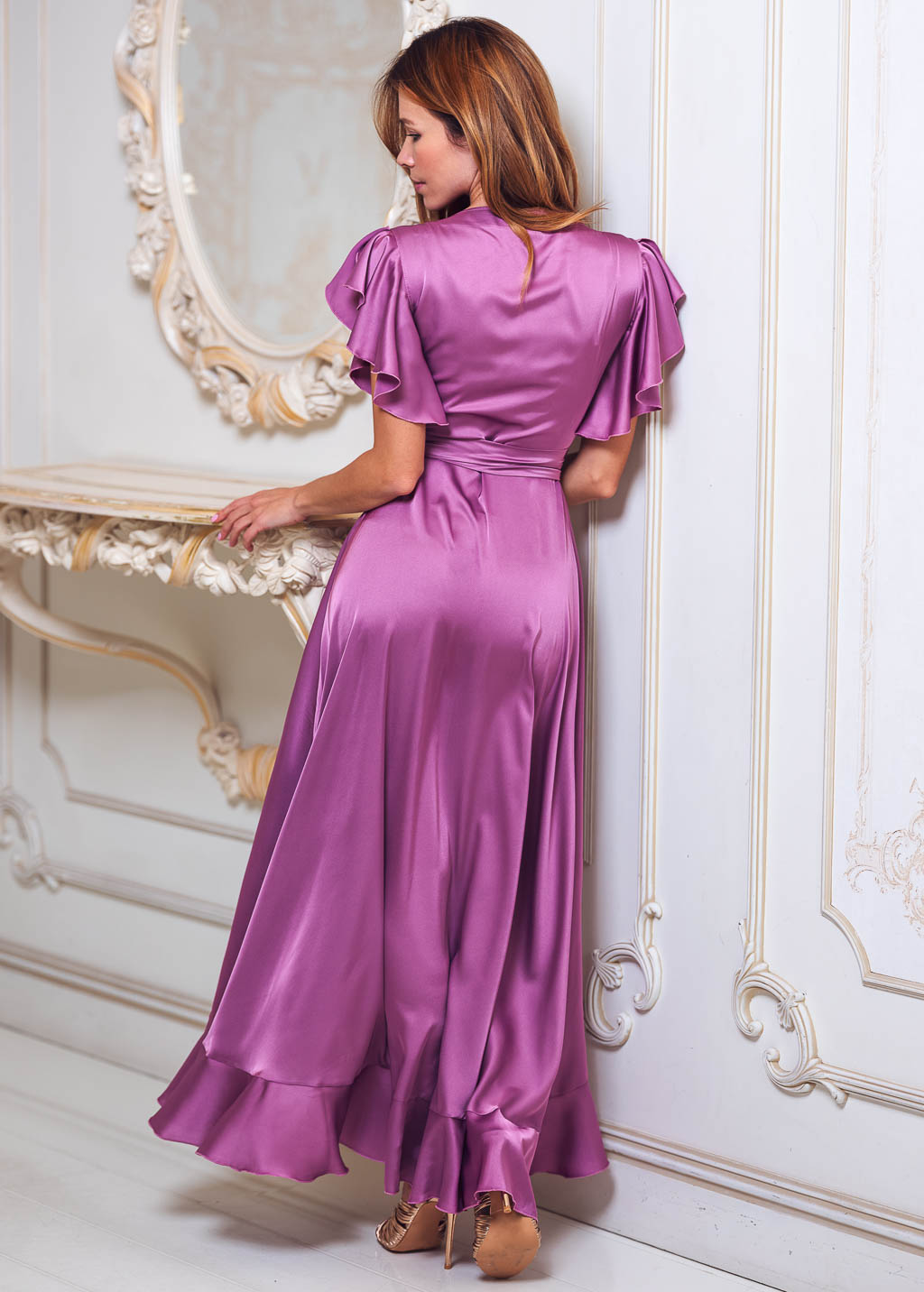 Pink fuchsia wrap dress
