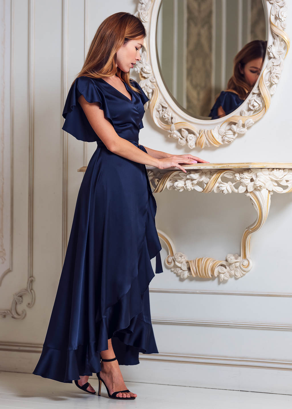 Navy blue wrap dress